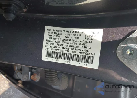 2013 Honda Accord Ex-L V-6 z USA, uszkodzony, nr VIN 1HGCR3F85DA037743